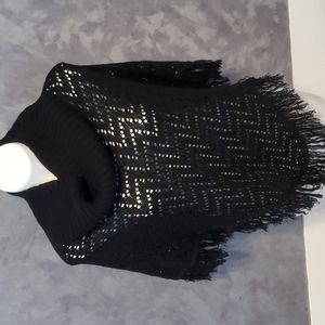 Madberry Black Sweater Poncho Cape One Size